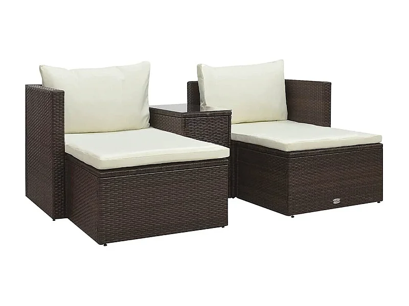 Salon de jardin 5 pcs avec coussins Résine tressée Marron