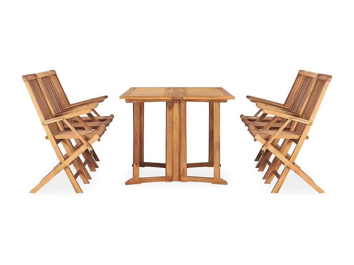 7 pcs conjunto jantar dobrável p/ exterior madeira teca maciça