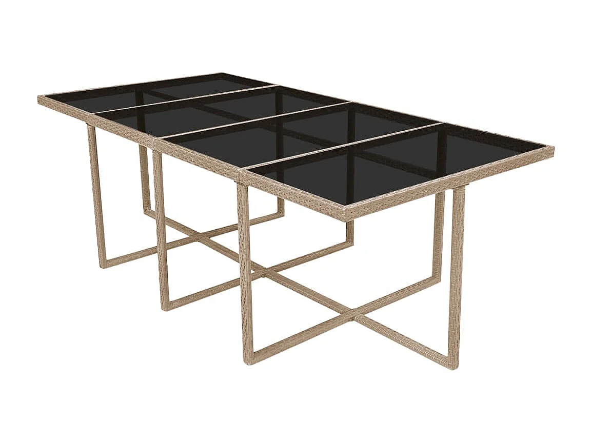 Set da Pranzo da Giardino 13 pz con Cuscini in Polyrattan Beige