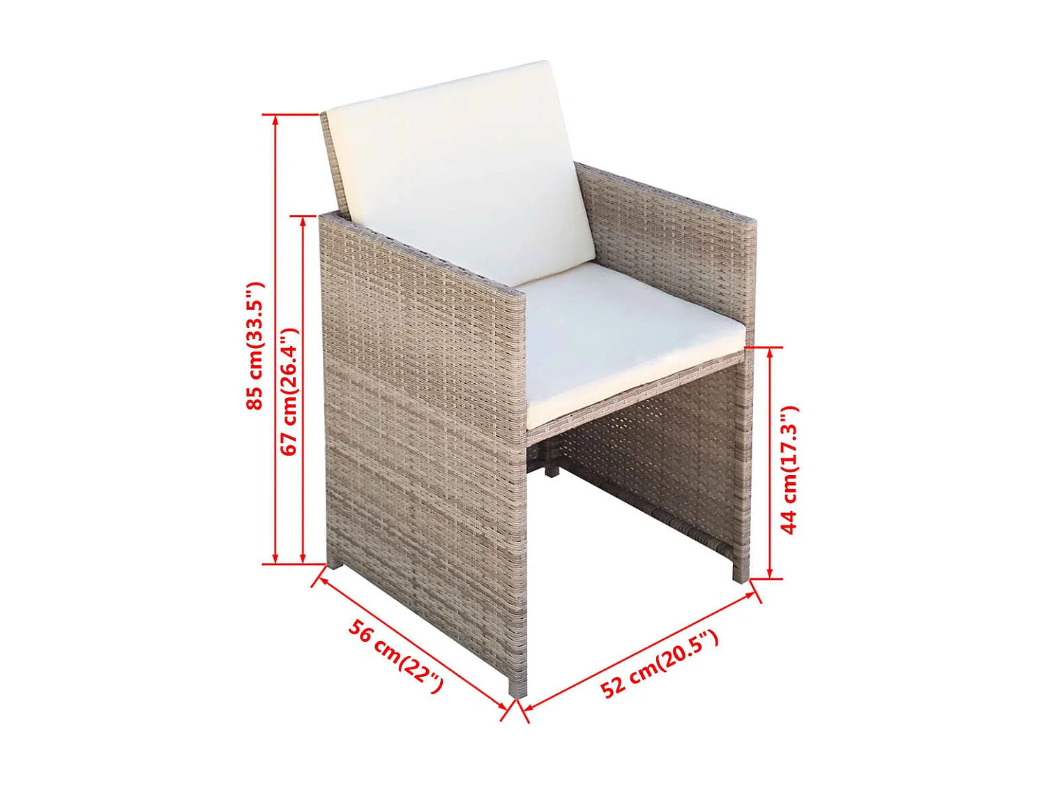 Set da Pranzo da Giardino 13 pz con Cuscini in Polyrattan Beige