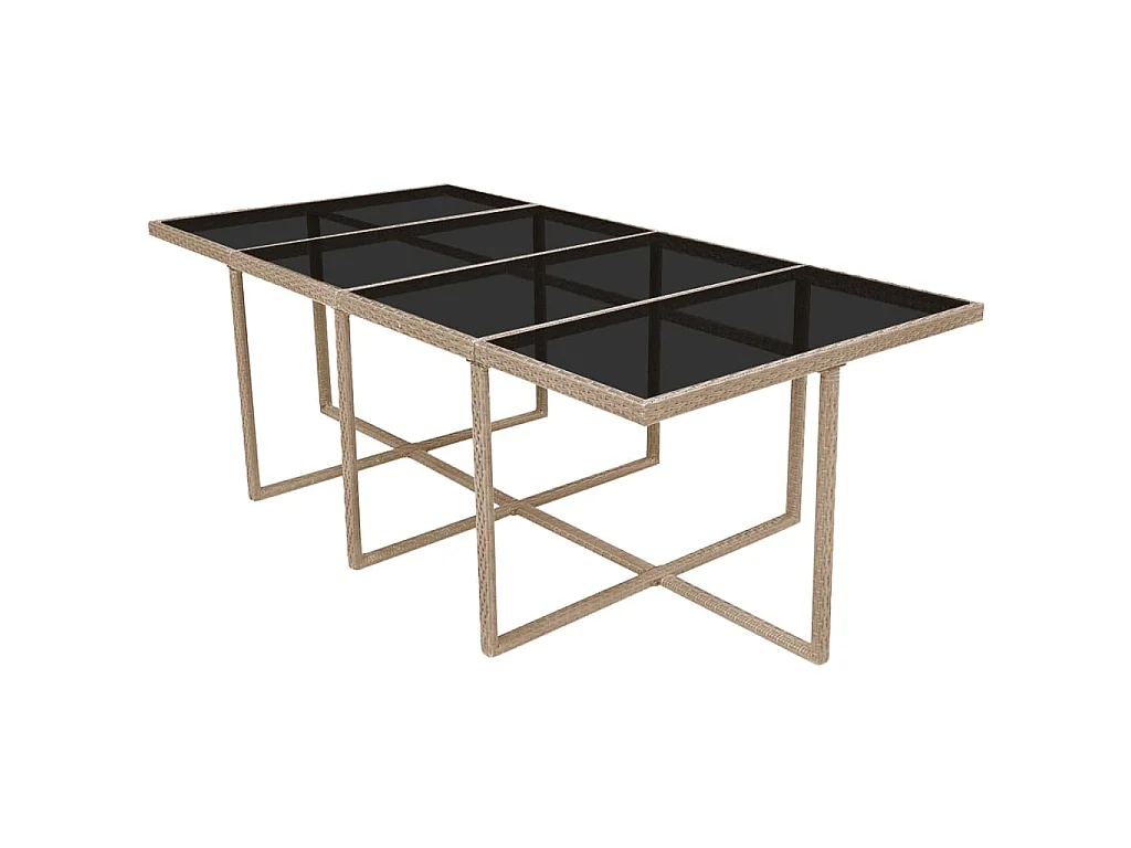 13-tlg. Garten-Essgruppe mit Auflagen Poly Rattan Beige