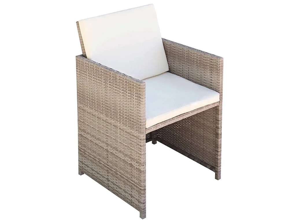 13-tlg. Garten-Essgruppe mit Auflagen Poly Rattan Beige