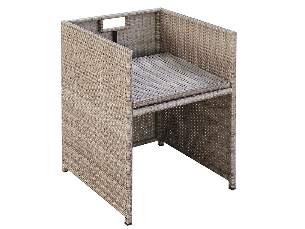 13-tlg. Garten-Essgruppe mit Auflagen Poly Rattan Beige