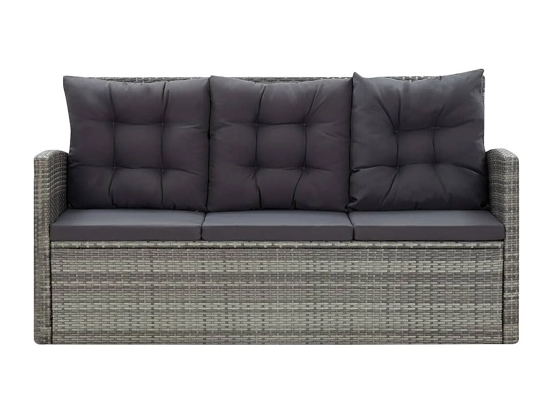 5-delige Tuinset met kussens poly rattan grijs