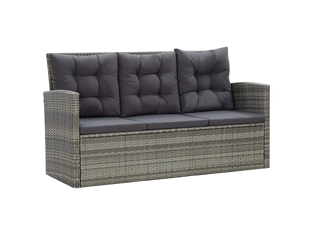 5-delige Tuinset met kussens poly rattan grijs