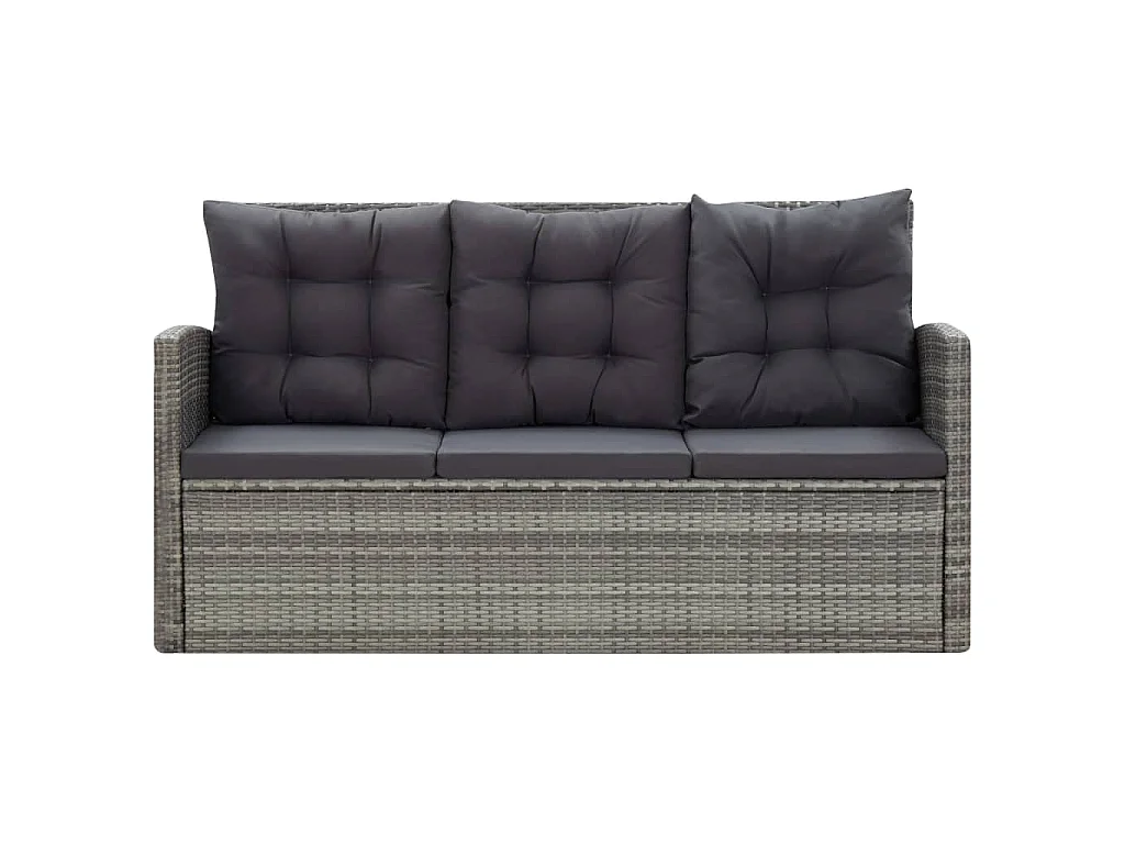 5-delige Tuinset met kussens poly rattan grijs