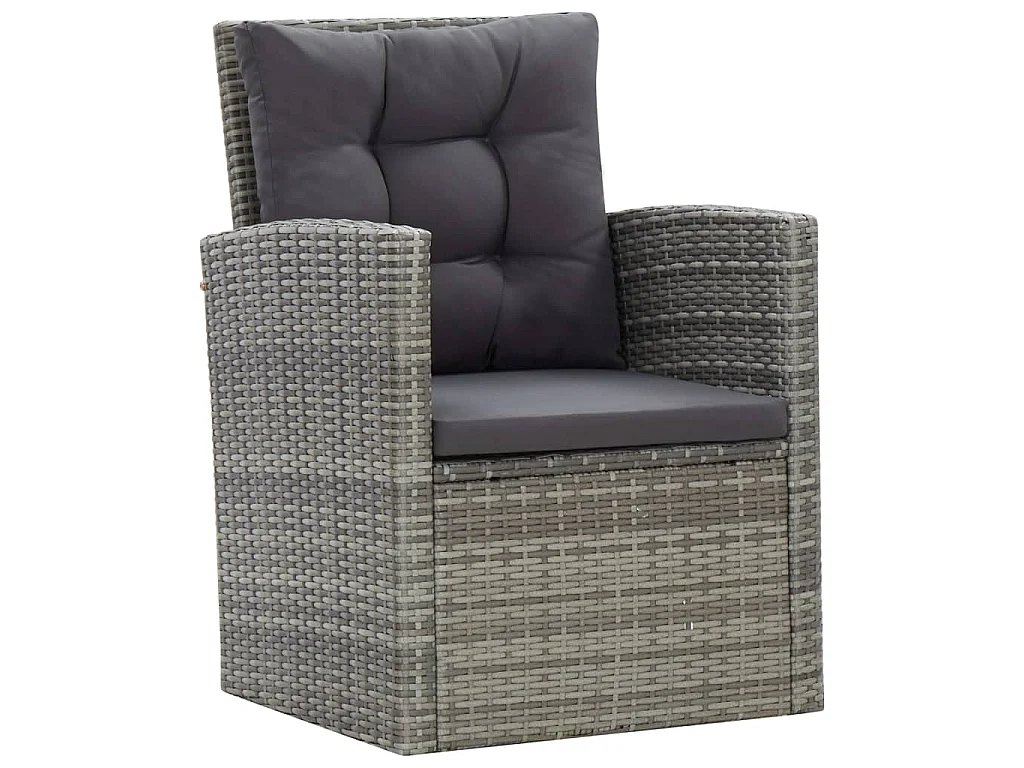 5-delige Tuinset met kussens poly rattan grijs