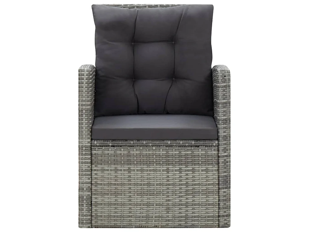 5-delige Tuinset met kussens poly rattan grijs