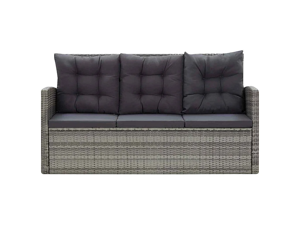 5-delige Tuinset met kussens poly rattan grijs