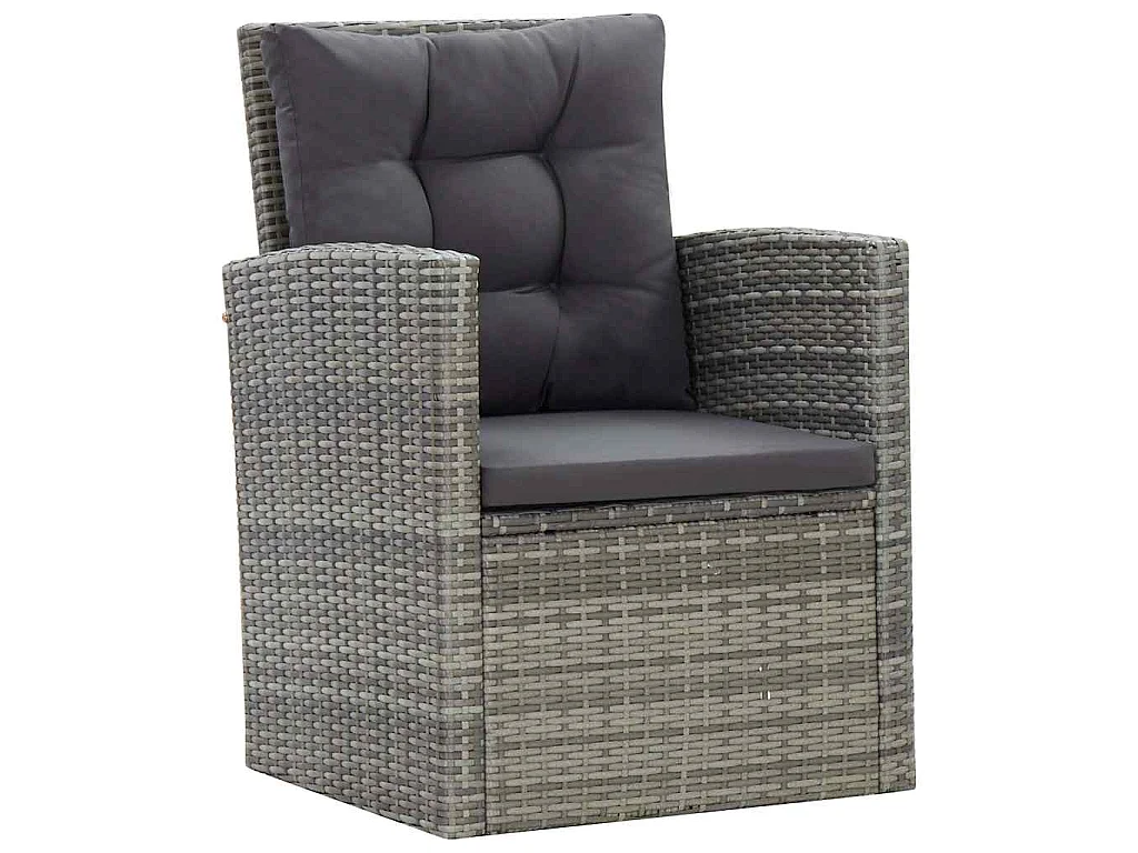 5-delige Tuinset met kussens poly rattan grijs