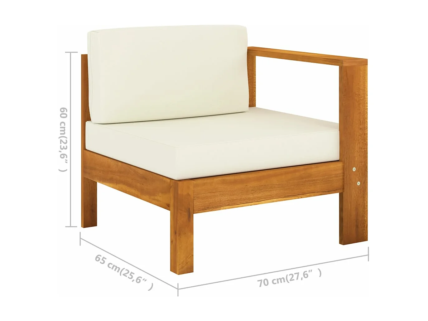 Salon de jardin 6 pièces avec coussins 100 x 60 cm Bois d'acacia