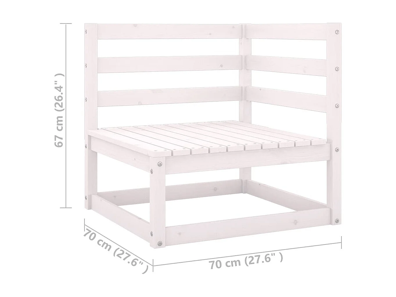 Salon de jardin 12 pcs avec coussins Blanc Bois de pin massif