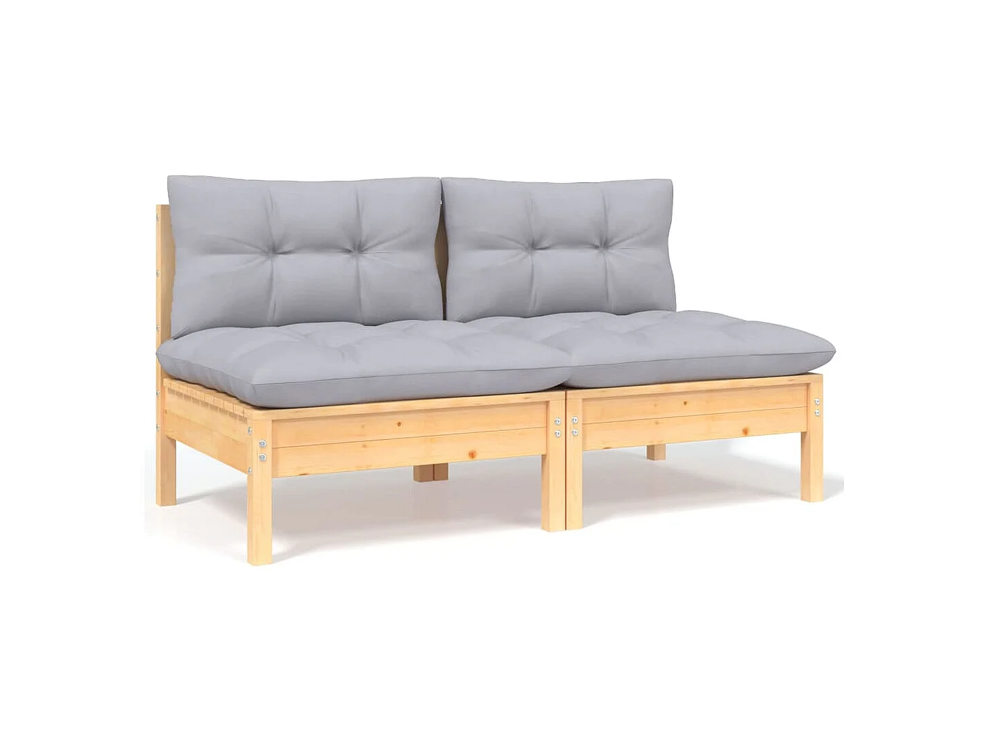 Set Divani da Giardino 4 pz con Cuscini Grigi Massello di Pino