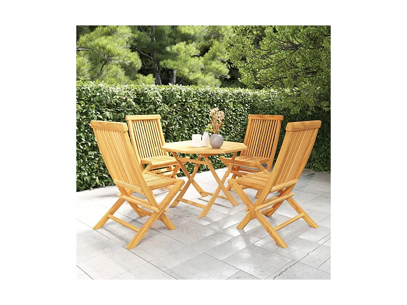 Ensemble à manger de jardin 5 pcs Bois de teck massif