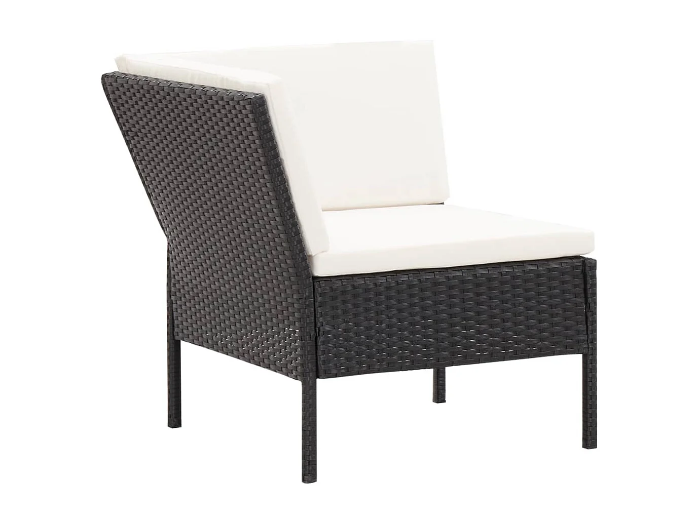 6-tlg. Garten-Lounge-Set mit Auflagen Poly Rattan Schwarz