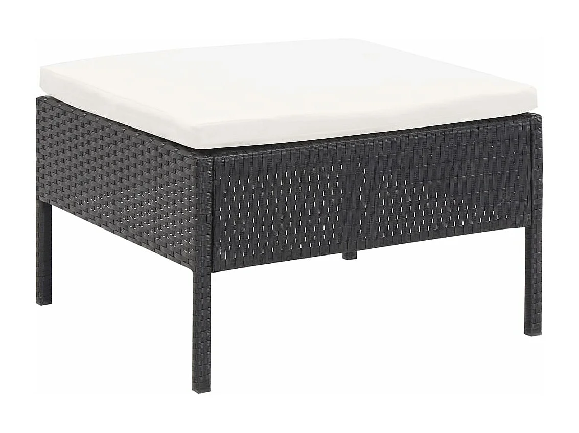 6-tlg. Garten-Lounge-Set mit Auflagen Poly Rattan Schwarz