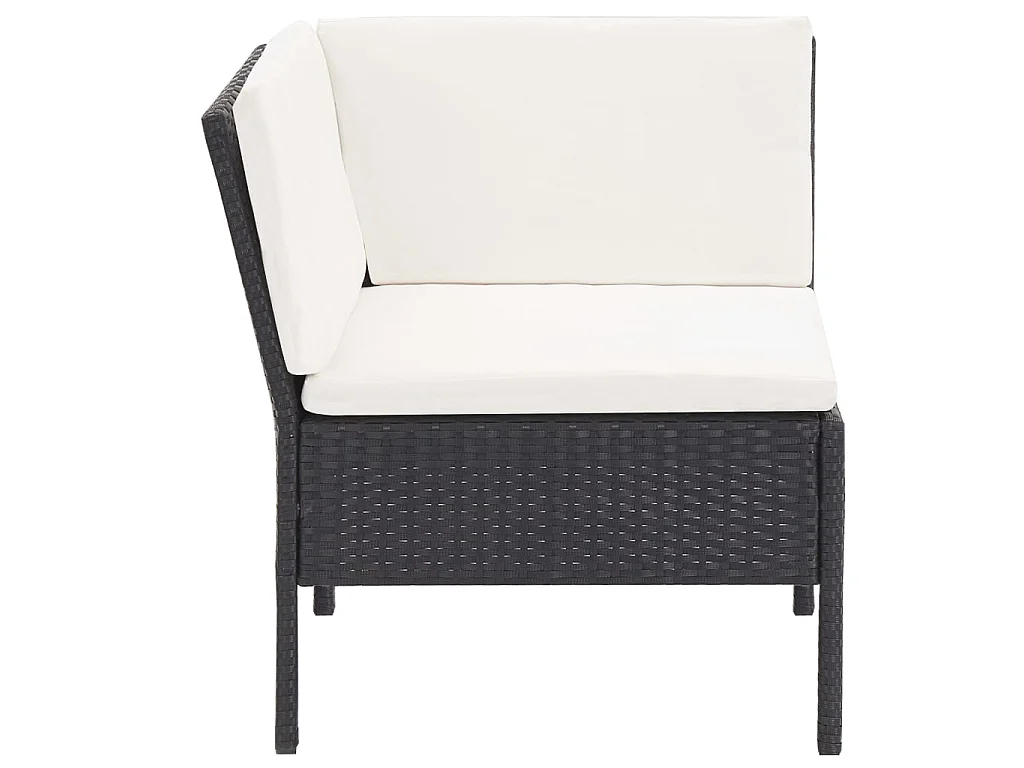 Salon de jardin 6 pcs avec coussins Résine tressée Noir