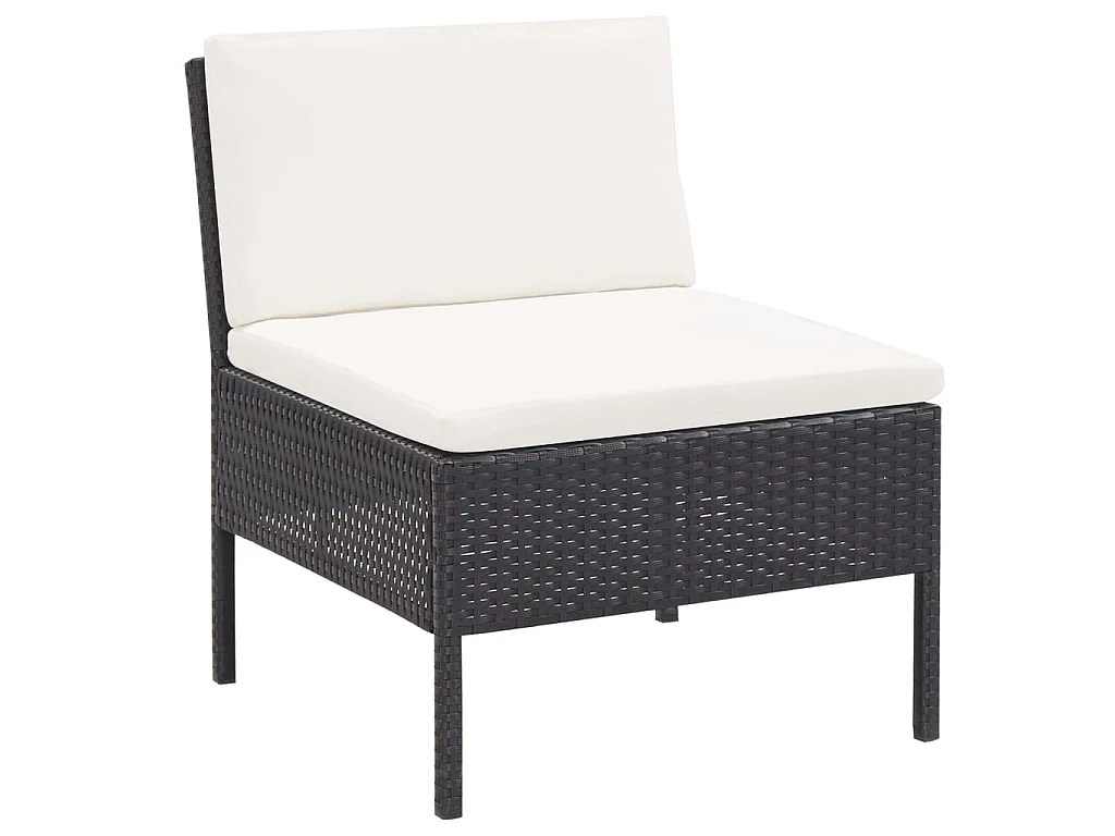 Salon de jardin 6 pcs avec coussins Résine tressée Noir