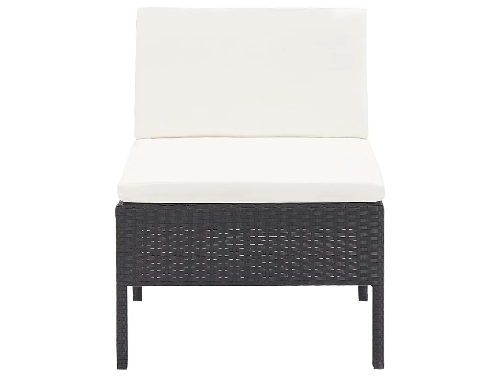 Salon de jardin 6 pcs avec coussins Résine tressée Noir