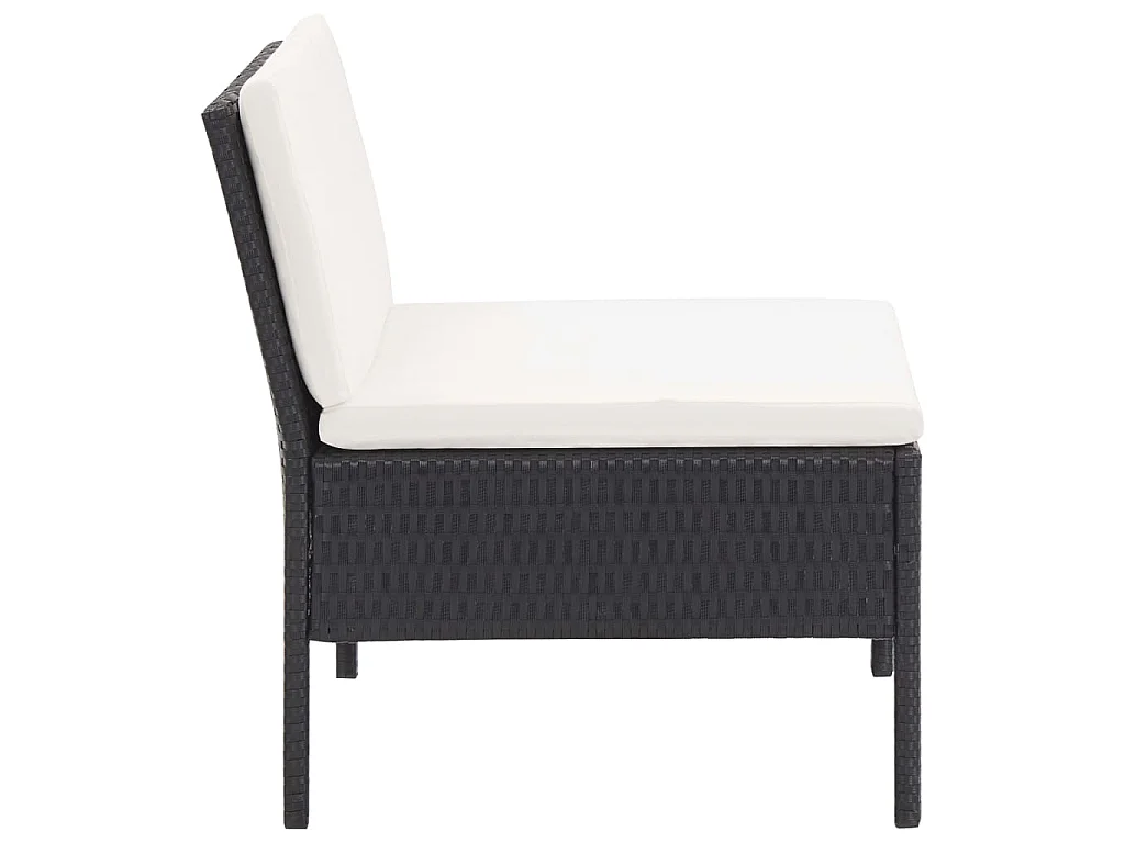 Salon de jardin 6 pcs avec coussins Résine tressée Noir