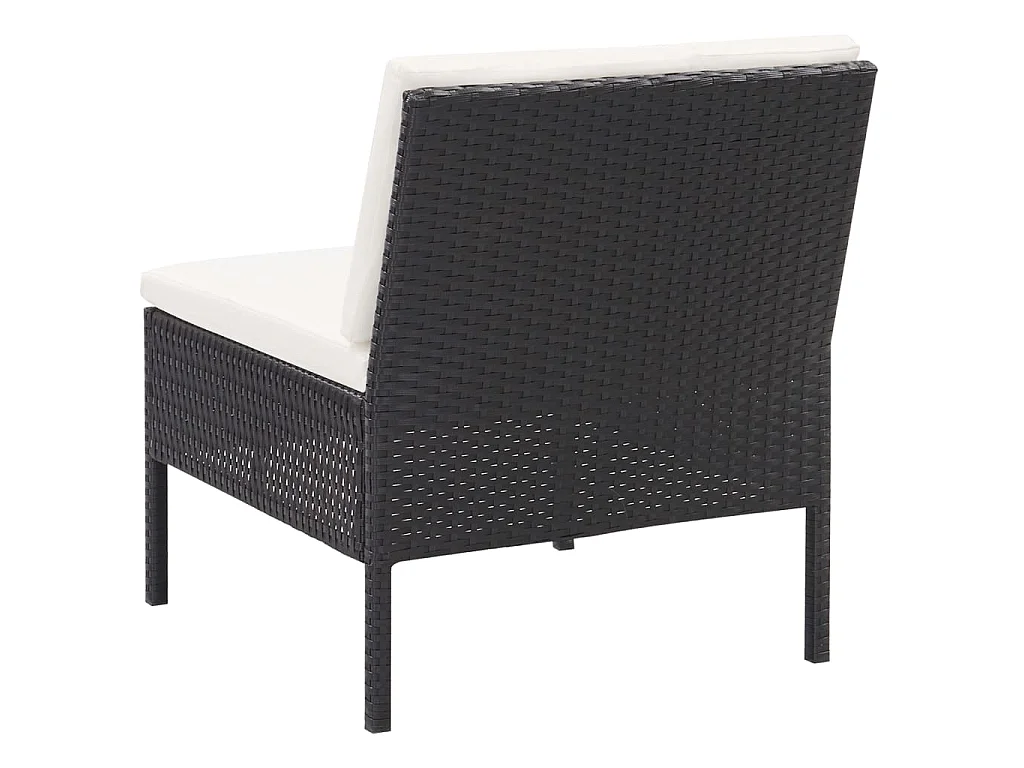 Salon de jardin 6 pcs avec coussins Résine tressée Noir