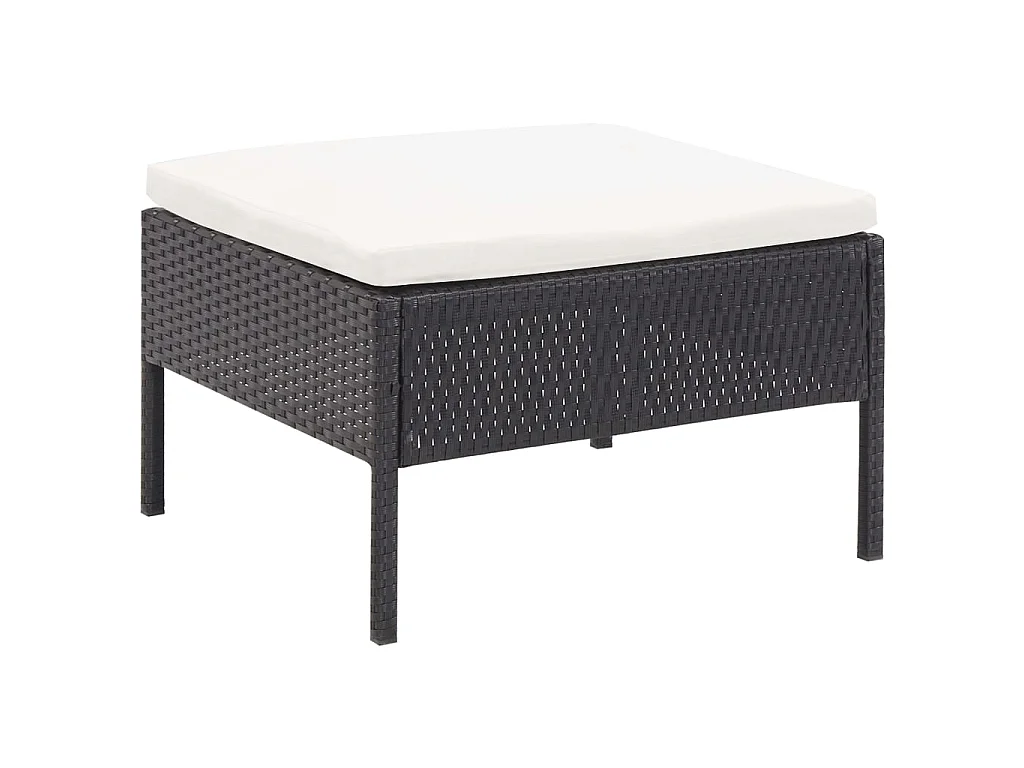 Salon de jardin 6 pcs avec coussins Résine tressée Noir