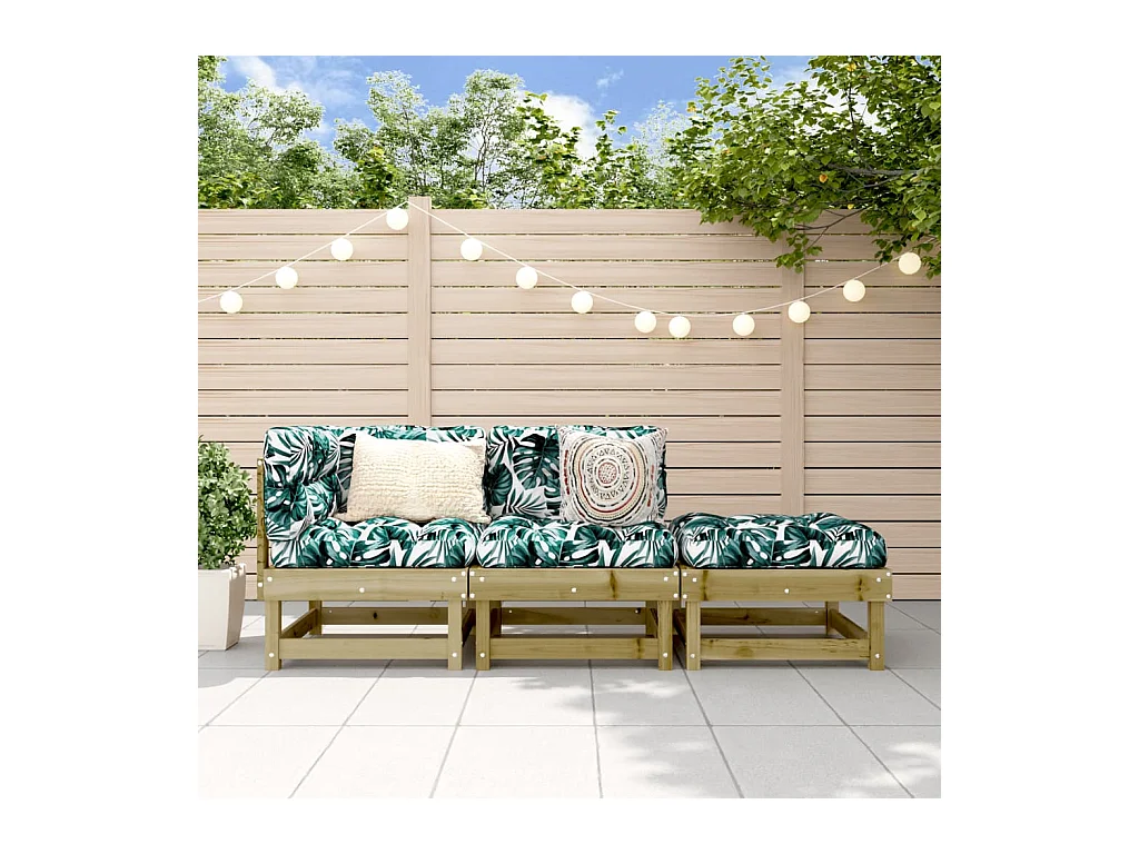 Set Salotto da Giardino 3 pz in Legno Impregnato di Pino