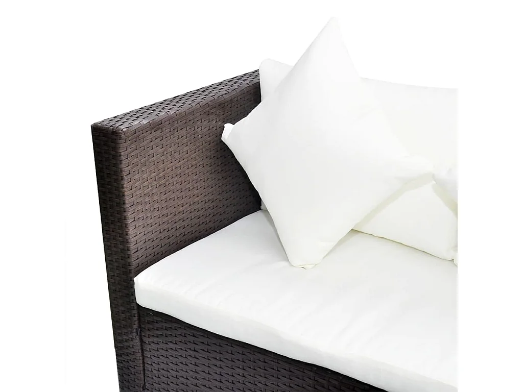 Set muebles de jardín 4 piezas y cojines ratán sintético marrón