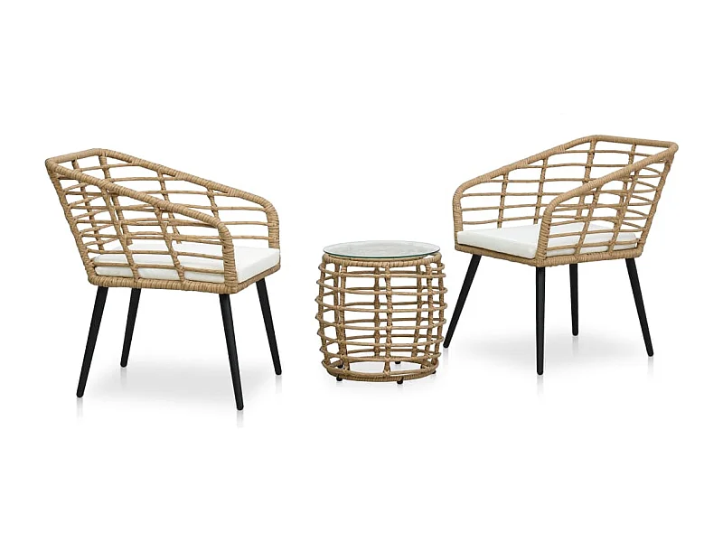 3-tlg. Bistro-Set Poly Rattan Eiche