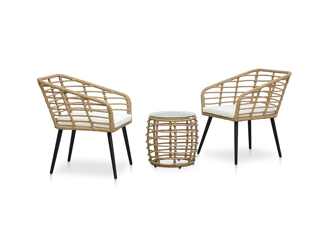 Set da Bistrot 3 pz in Polyrattan Rovere