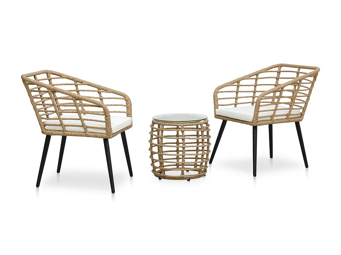 3-tlg. Bistro-Set Poly Rattan Eiche