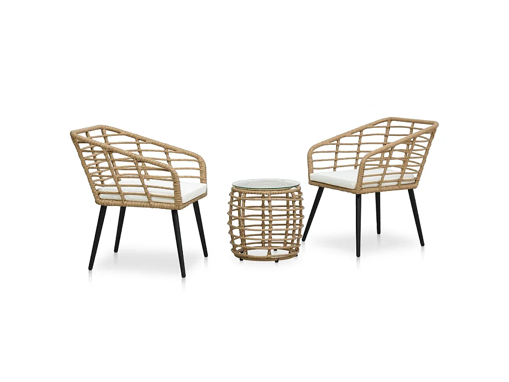Ensemble de bistro 3 pcs Résine tressée Chêne