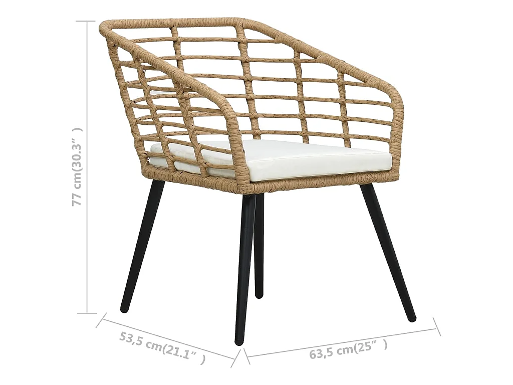 Ensemble de bistro 3 pcs Résine tressée Chêne