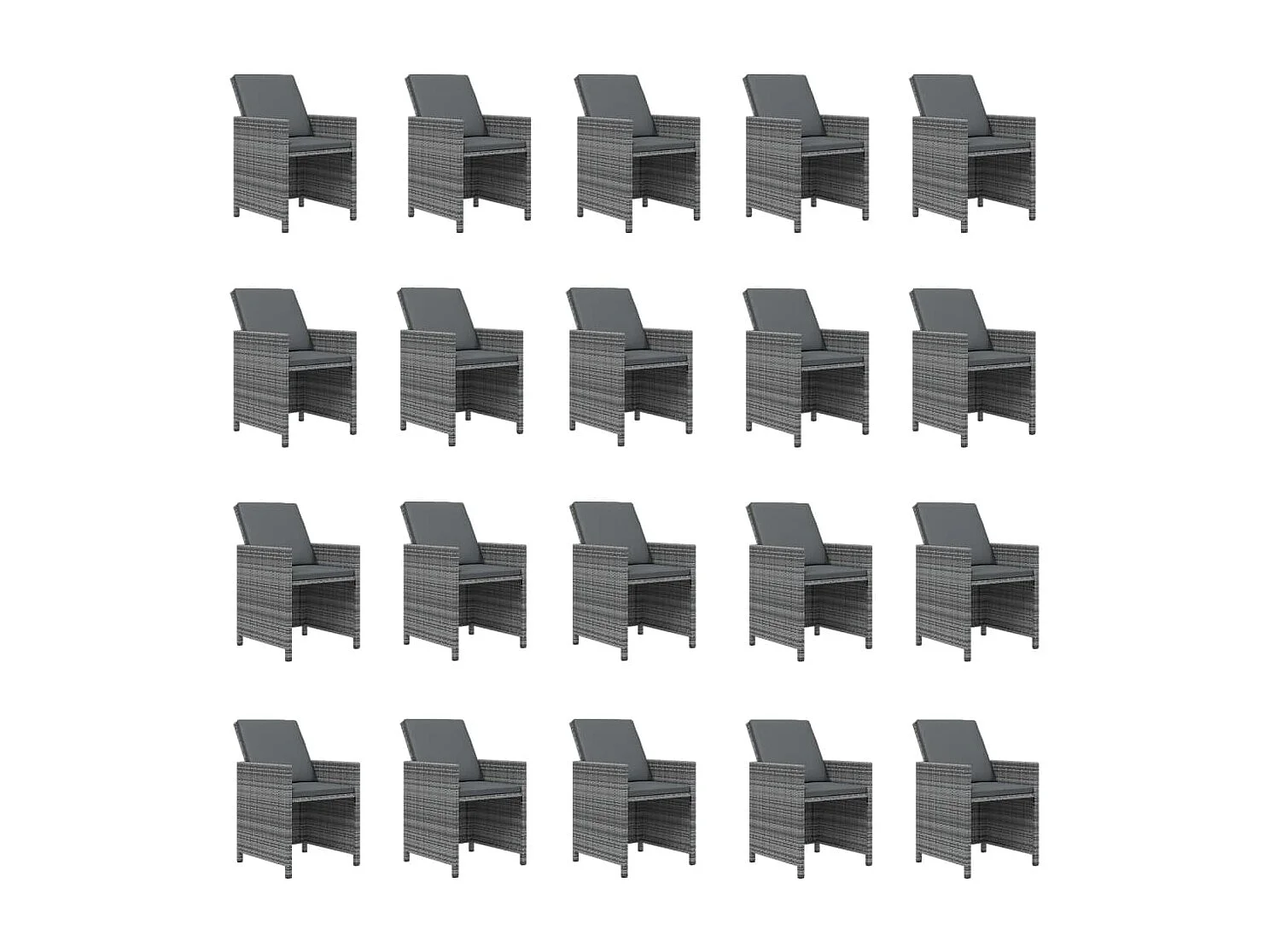 Ensemble à manger de jardin coussins 21 pcs Gris Résine tressée