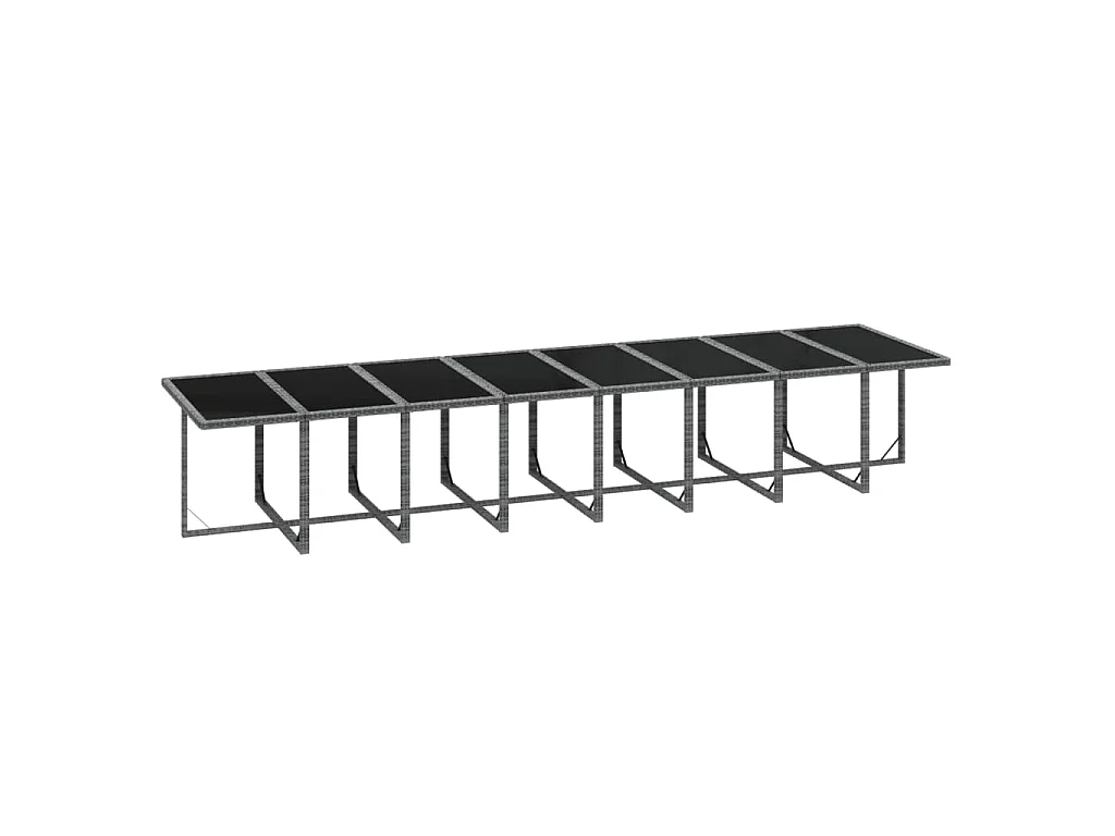 Set da Pranzo per Giardino 21pz con Cuscini Polyrattan Grigio