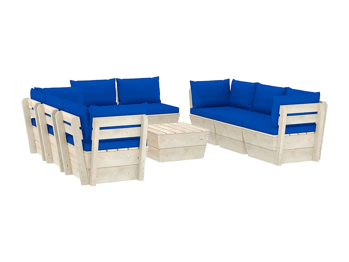 9-delige Loungeset met kussens pallet vurenhout