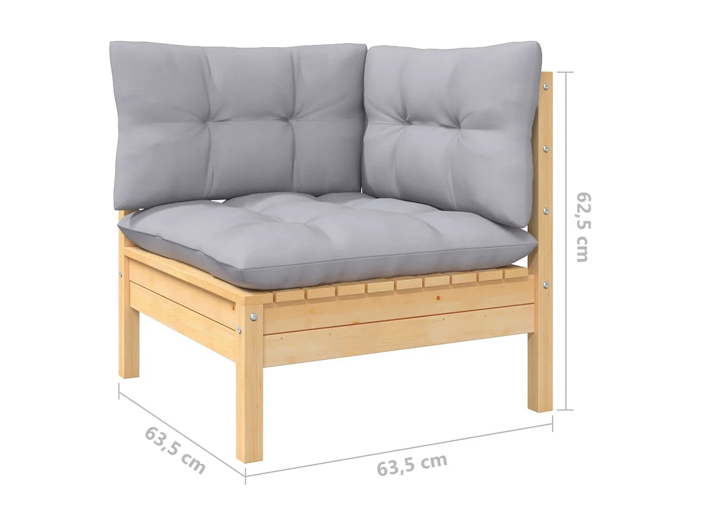 7 pcs conjunto lounge de jardim c/ almofadões cinzentos pinho
