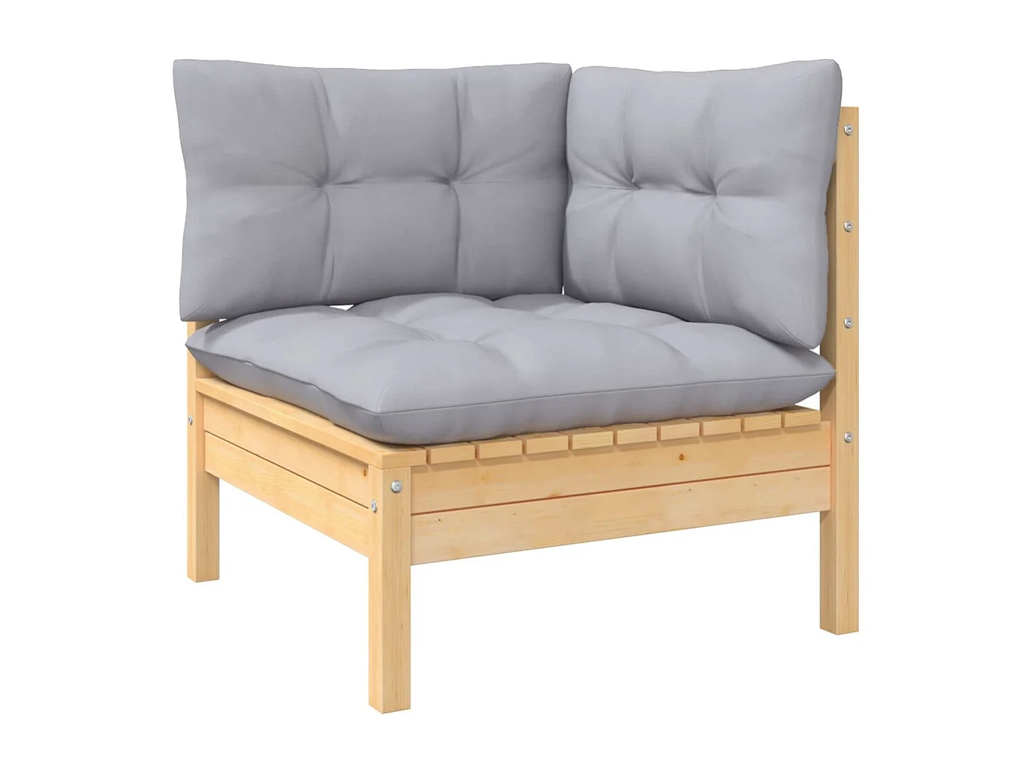 7 pcs conjunto lounge de jardim c/ almofadões cinzentos pinho