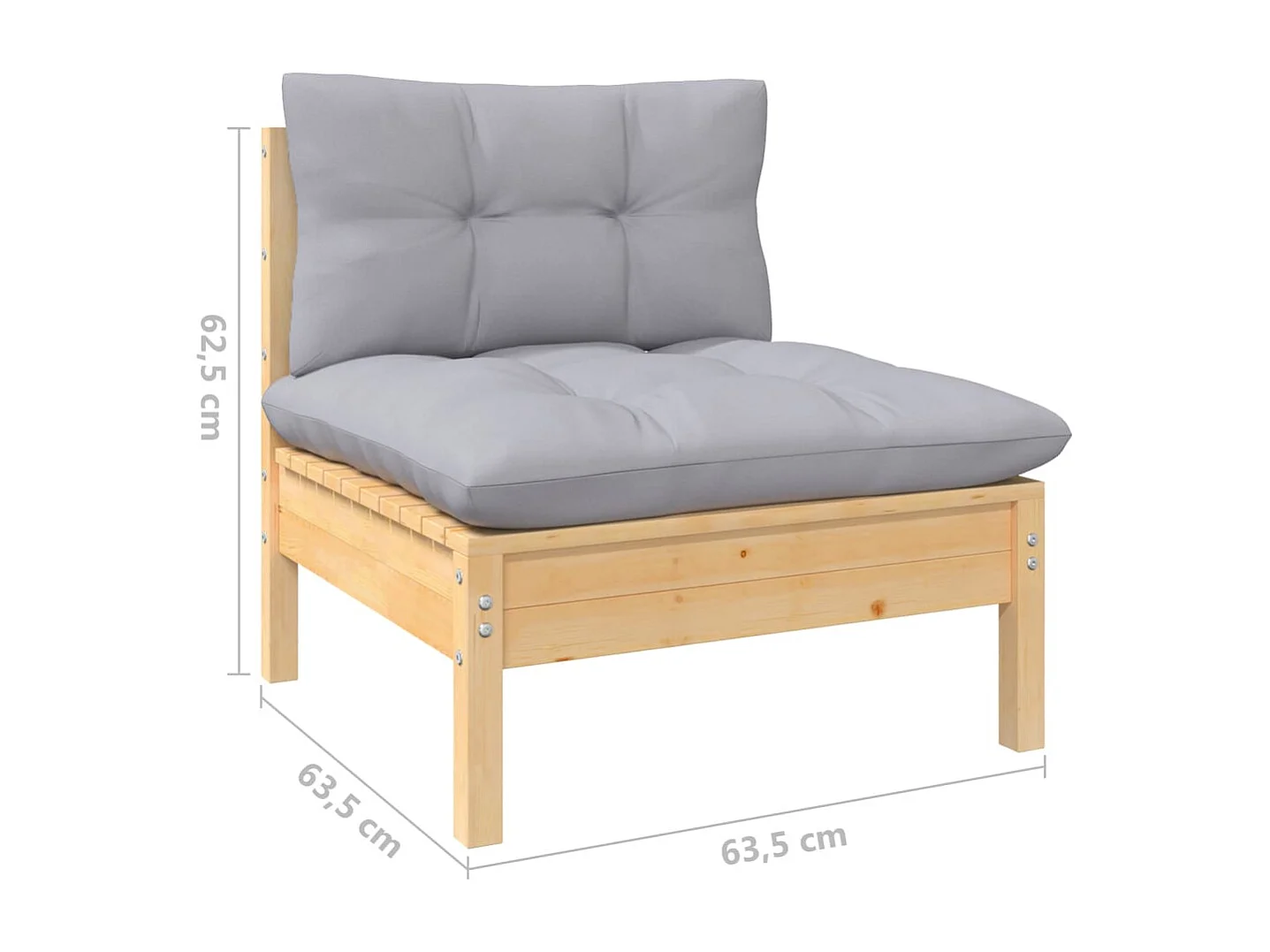 7 pcs conjunto lounge de jardim c/ almofadões cinzentos pinho