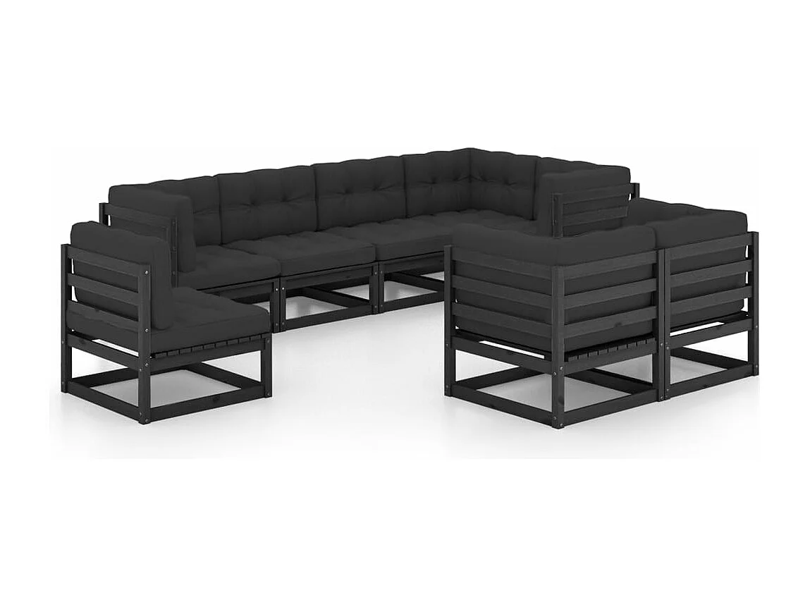 Salon de jardin 8 pcs avec coussins Bois de pin massif