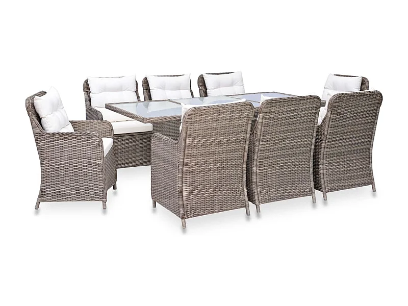 9-delige Tuinset poly rattan bruin