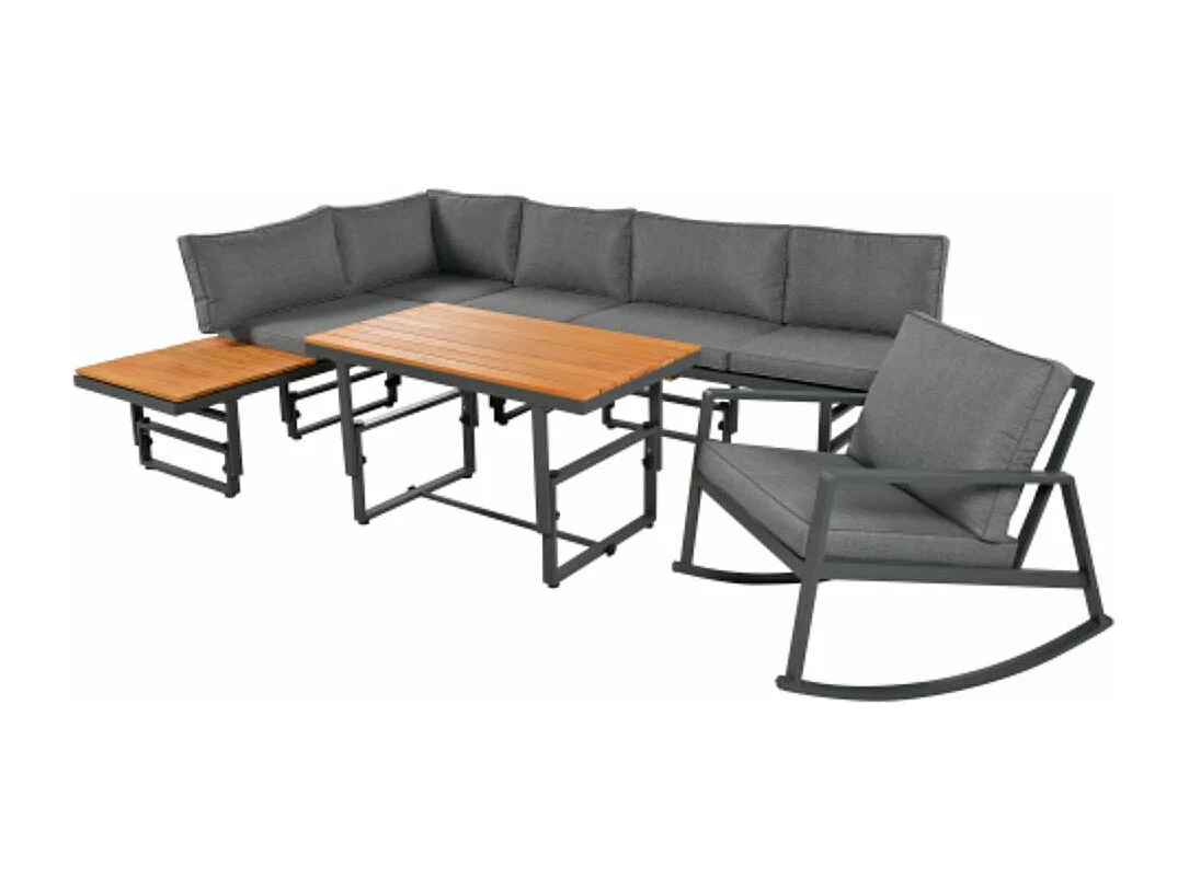 Tuinmeubelset in het grijs, set van 4 stuks inclusief 2 banken