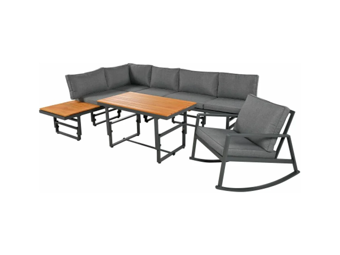 Ensemble de mobilier de jardin gris, ensemble de 4 pièces comprenant 2 canapés