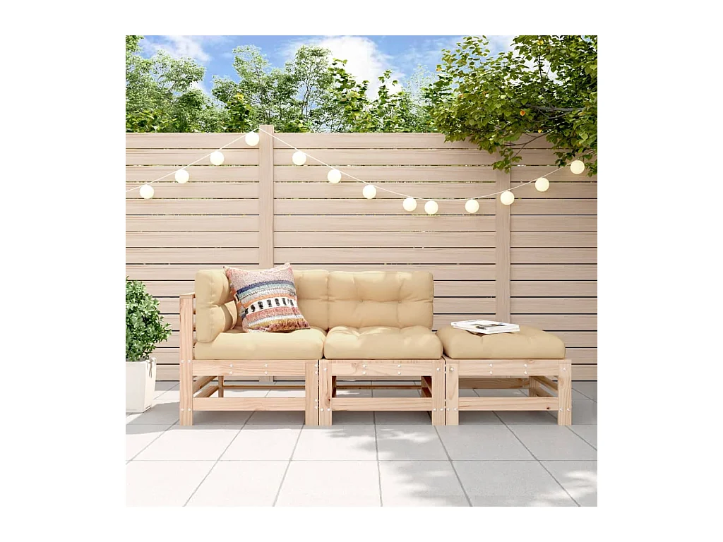 Salon de jardin 3 pcs bois massif de pin