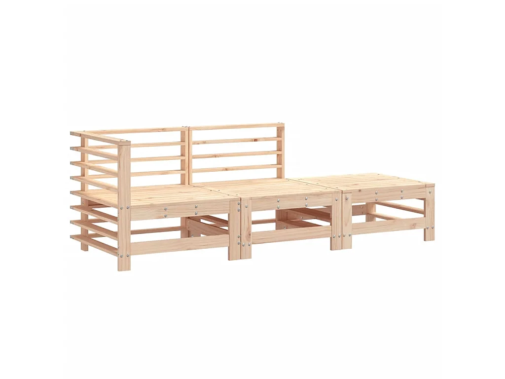 3-tlg. Garten-Lounge-Set Massivholz Kiefer