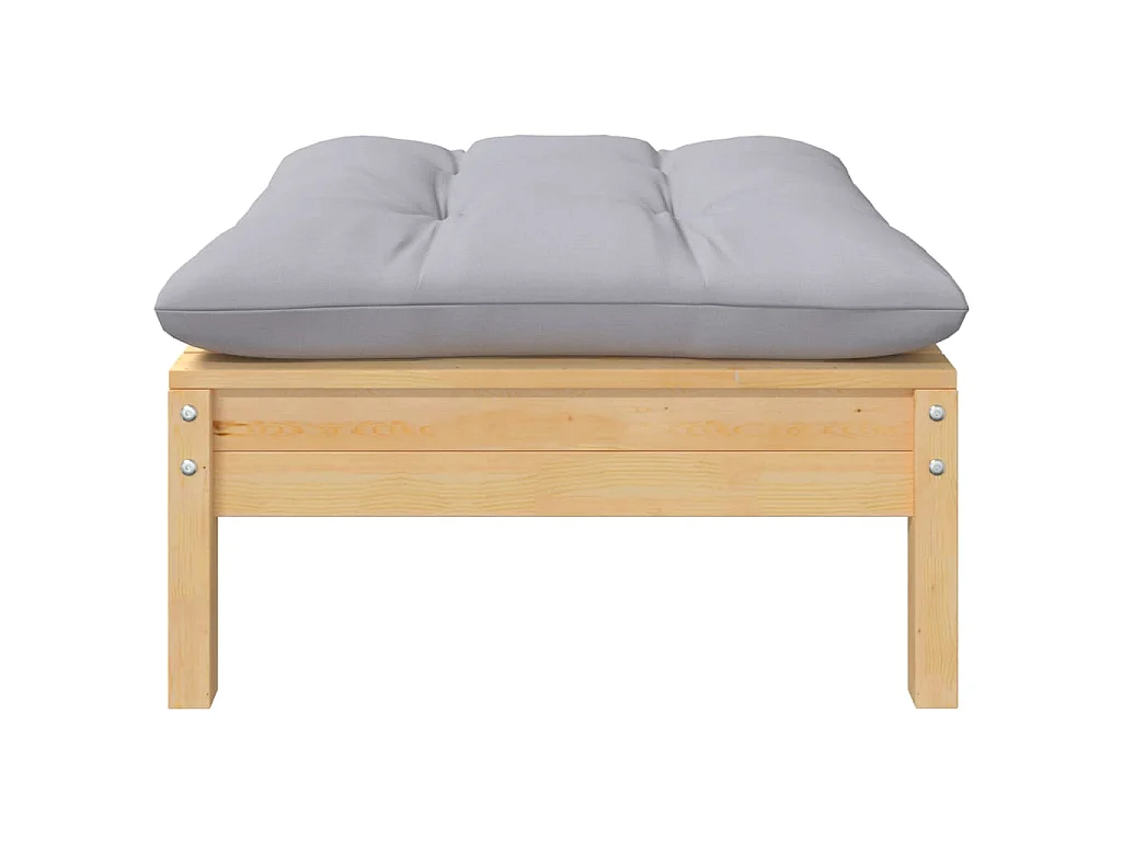Set Divani da Giardino 5 pz con Cuscini Grigi Massello di Pino
