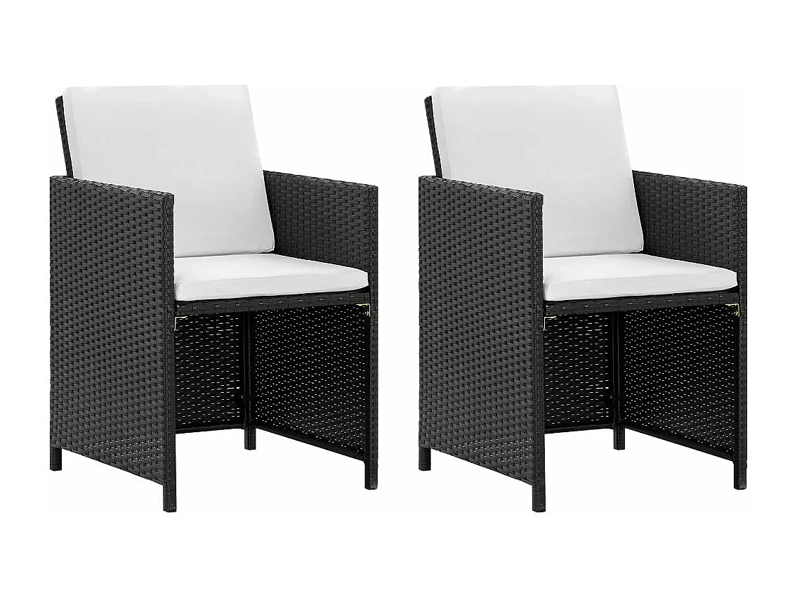 5-tlg. Garten-Essgruppe mit Auflagen Poly Rattan Schwarz