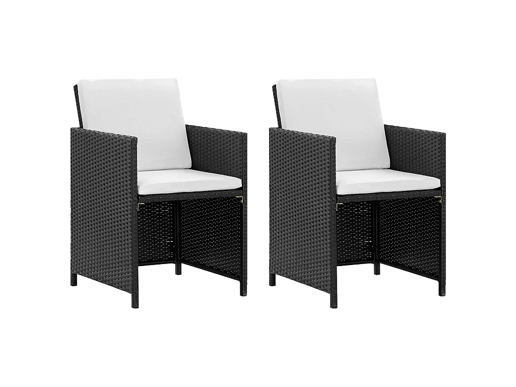 Set da Pranzo da Giardino 5 pz con Cuscini in Polyrattan Nero