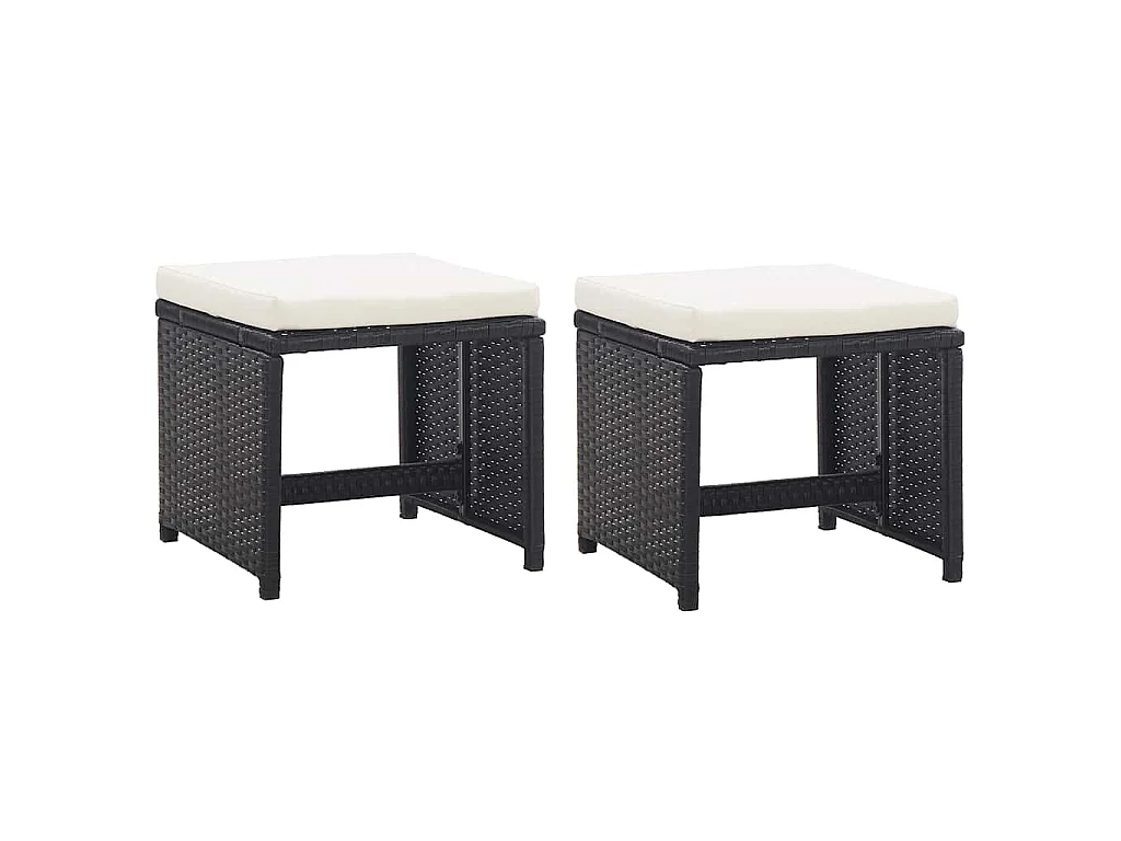 Ensemble à manger d'extérieur 5 pcs coussin Résine tressée Noir