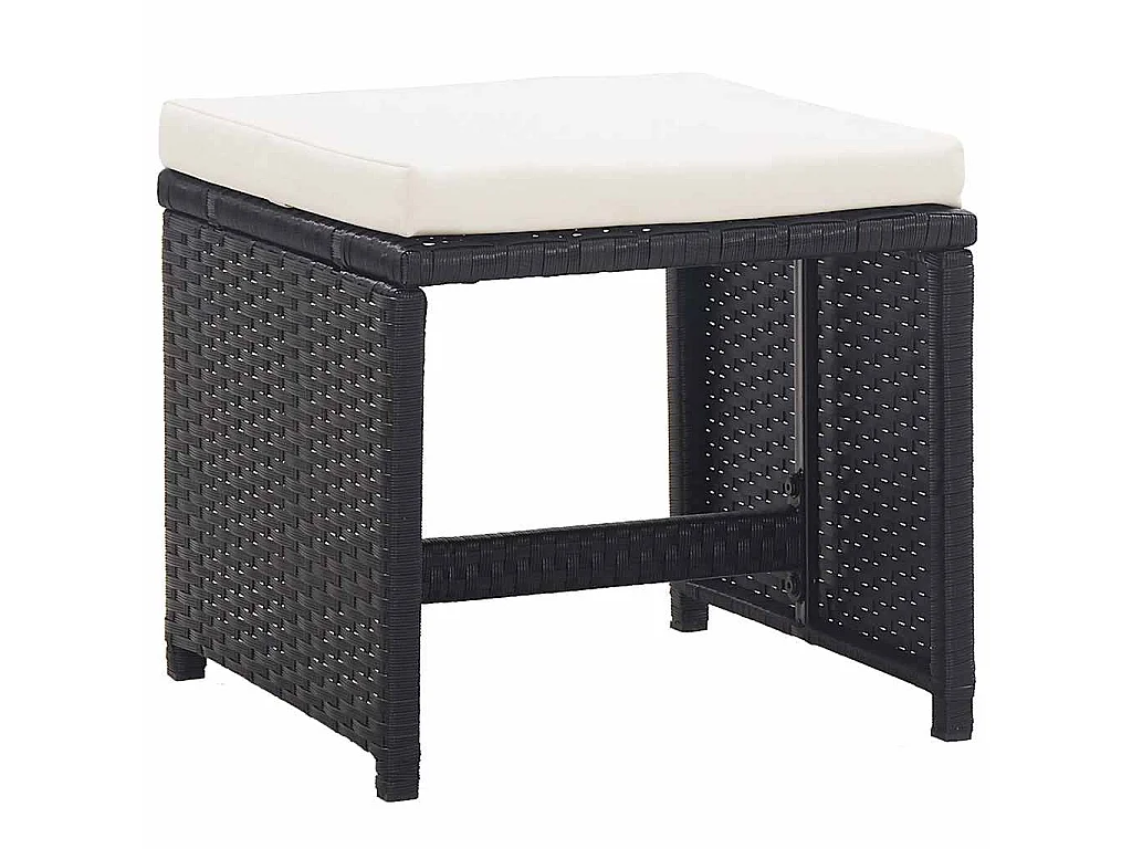 Ensemble à manger d'extérieur 5 pcs coussin Résine tressée Noir
